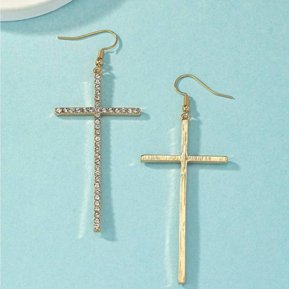 Rhinestone Cross Earrings
